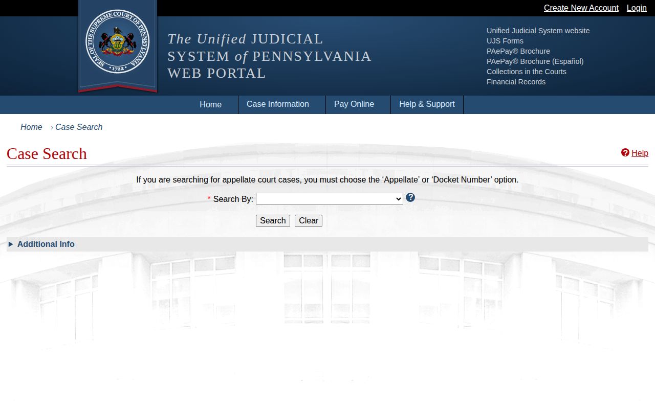 Pennsylvania UJS Forest County court disposition search